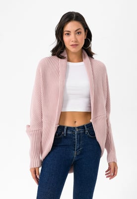 Strickjacke Langärmelige Strickjacke Aus Wollmischung Mit Fledermausärmeln