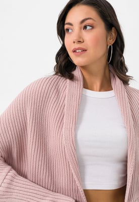 Strickjacke Langärmelige Strickjacke Aus Wollmischung Mit Fledermausärmeln