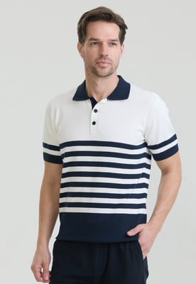 Polo Shirt Kurzarm Gestreiftes Strick-Poloshirt Kurzarm