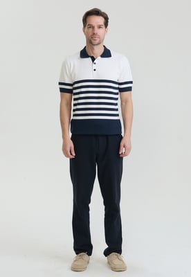 Polo Shirt Kurzarm Gestreiftes Strick-Poloshirt Kurzarm