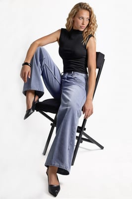 Modal Touch Halb-Turtleneck Crop Top