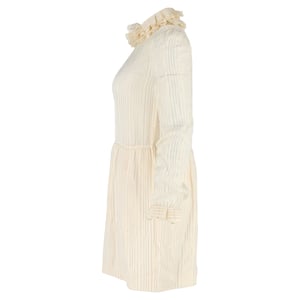 Saint Laurent Gestreiftes Lamé-Minikleid aus creamfarbener Seide
