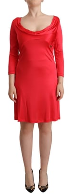 John Galliano Cowl Neck 3/4-Ärmel A-Linien Kleid