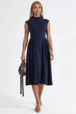 Texturiertes Panel-Midi-Kleid