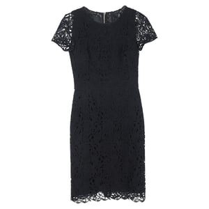 Burberry Prorsum Besticktes Spitzen-Midi-Kleid in Schwarz Polyester