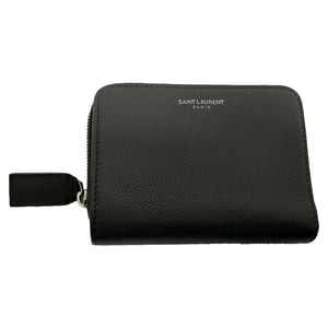 Saint Laurent Grained Zip Compact Rive Gauche Geldbörse aus grauem Leder