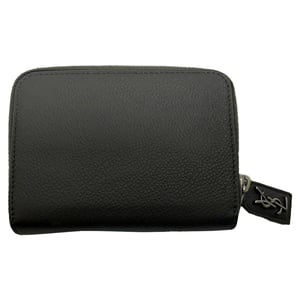 Saint Laurent Grained Zip Compact Rive Gauche Geldbörse aus grauem Leder