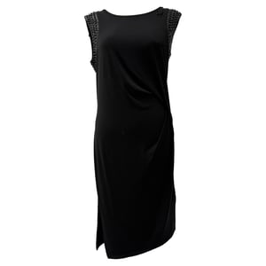 Michael Kors Pailletten-beschichtetes ärmelloses Midikleid aus schwarzem Polyester