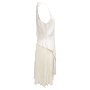 Philosophy von Lorenzo Serafini Plissiertes Rüschendes Midikleid aus cremiger Rayon
