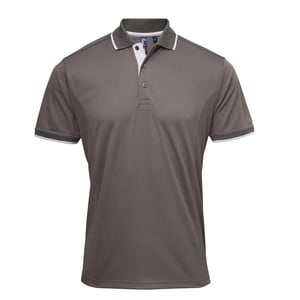 Premier Herren Contrast Coolchecker Poloshirt (Dunkelgrau/Silber)