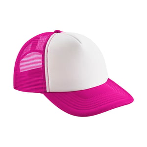 Beechfield - Trucker Cap Snapback für Kinder (Fuchsie/Weiß)