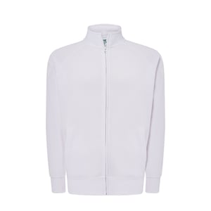 JHK - Sweatshirt Durchgehender Reißverschluss für Herren/Damen Unisex (Weiß)