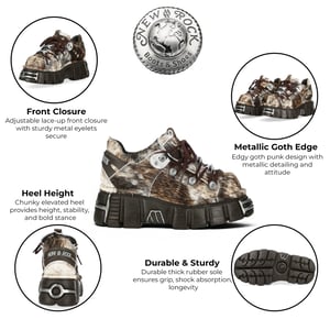 Neue Rock braune Gothic-Plateau-Ankle-Boots aus Fellleder - M-120N-C114