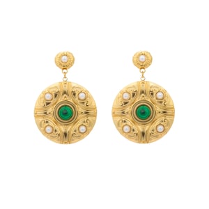 Luxenter Ohrringe mit 18 Karat Gelbgold-Finish und Malachit – Kiak