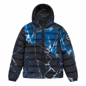 Jungen gepolsterte Jacke Kinder Schwarz Blau Kapuze Steppwarm Wintermantel