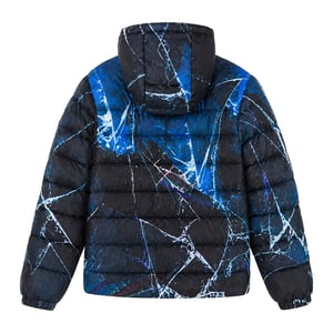 Jungen gepolsterte Jacke Kinder Schwarz Blau Kapuze Steppwarm Wintermantel
