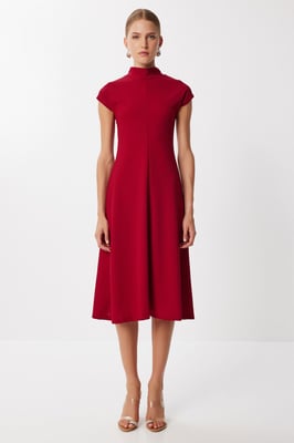 A-Linien-Midikleid mit halbem Rollkragen