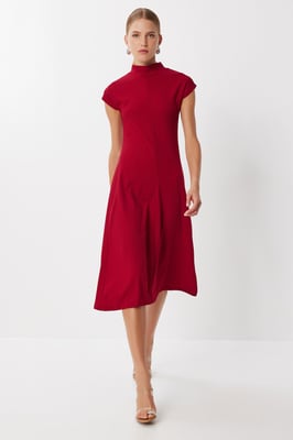 A-Linien-Midikleid mit halbem Rollkragen