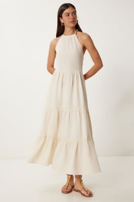 Rüschenträger Maxi-Kleid
