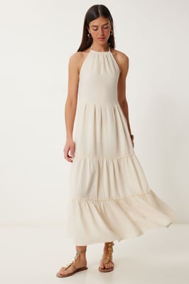 Rüschenträger Maxi-Kleid