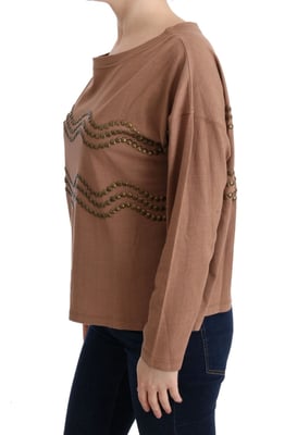 John Galliano Brauner Baumwollpullover mit Nieten