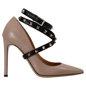 Valentino Garavani Studwrap Pumps aus beigem Leder