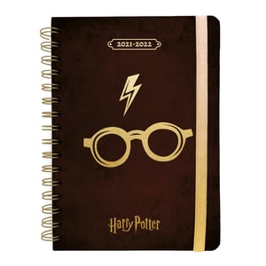 Harry Potter - "2021-2022" Blitz & Brille-Notizbuch, A5 (Weinrot)