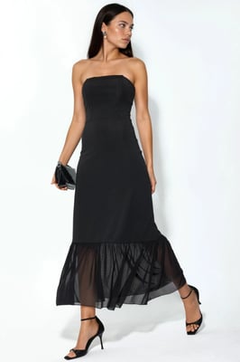 Trägerloses Midi-Kleid