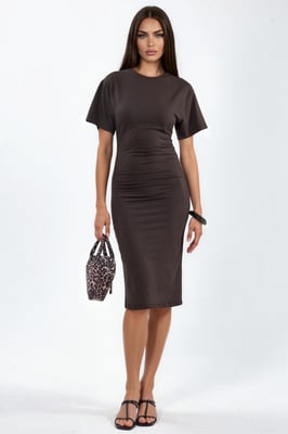 Mini-T-Shirt-Kleid mit Drapierung und Rundhalsausschnitt