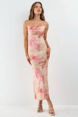 Halsausschnitt gemustertes Maxikleid
