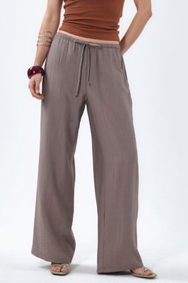 Damen weit geschnittene gewebte Hose