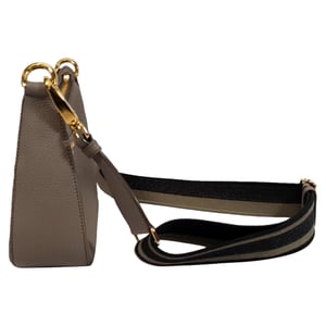 Prada Logo-Gurt Schultertasche aus grauem Leder