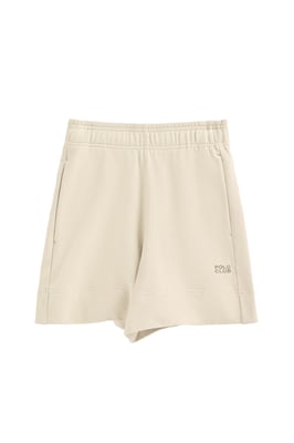 Kurze Hose aus Baumwolle ecru mit gesticktem Logo