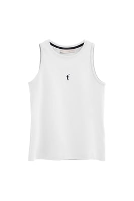 Zweierpack ärmellose Damen-T-Shirts weiß und schwarz im Slim Fit mit Rigby Go Stickerei