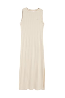 Ärmelloses Kleid cremefarben aus Rippstoff mit Polo Club Logo