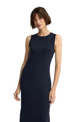 Ärmelloses Kleid marineblau aus Rippstoff mit Polo Club Logo
