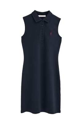 Kurzes ärmelloses Kleid marineblau mit Polokragen und Rigby Go Logo