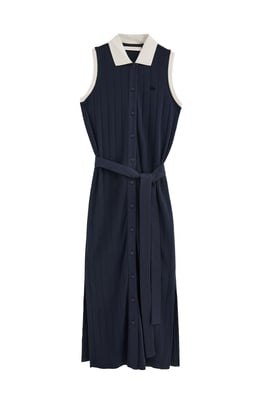 Kleid marineblau aus Rippstoff mit Polo Club Bindegürtel