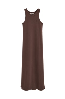 Kleid aus rustikalem Strickstoff schokobraun mit Polo Club Logo