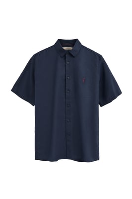 Kurzärmliges Hemd Cotolino marineblau im Regular Fit mit Rigby Go Logo