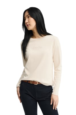 Langärmliges T-Shirt cremefarben mit glitzerndem Polo Club Logo