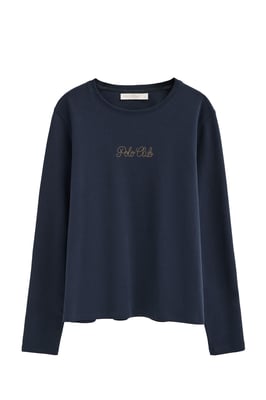 T-Shirt marineblau mit langen Ärmeln und glitzerndem Polo Club-Logo