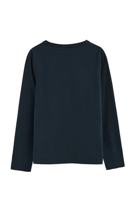Langärmliges T-Shirt marineblau mit Rundhalsausschnitt und Rigby Go Stickerei