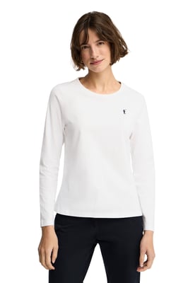 Langärmliges T-Shirt weiß mit Rundhalsausschnitt und Rigby Go Stickerei