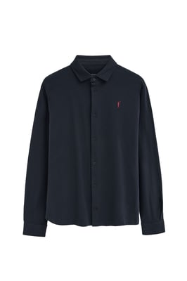 Poloshirt marineblau mit durchgehender Knopfleiste und Rigby Go Stickerei