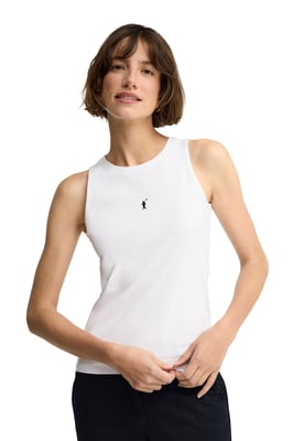 Ärmelloses T-Shirt weiß im Slim Fit mit Rigby Go Stickerei