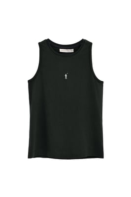 Ärmelloses T-Shirt schwarz im Slim Fit mit Rigby Go Stickerei