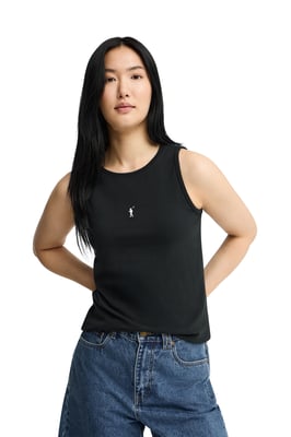 Ärmelloses T-Shirt schwarz im Slim Fit mit Rigby Go Stickerei