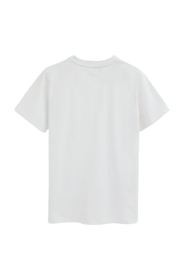 T-Shirt weiß mit V-Ausschnitt und Rigby Go Logo