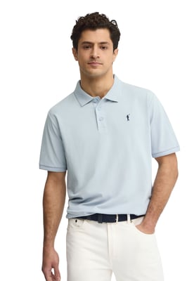Kurzärmliges Poloshirt hellblau mit gesticktem Rigby Go Logo